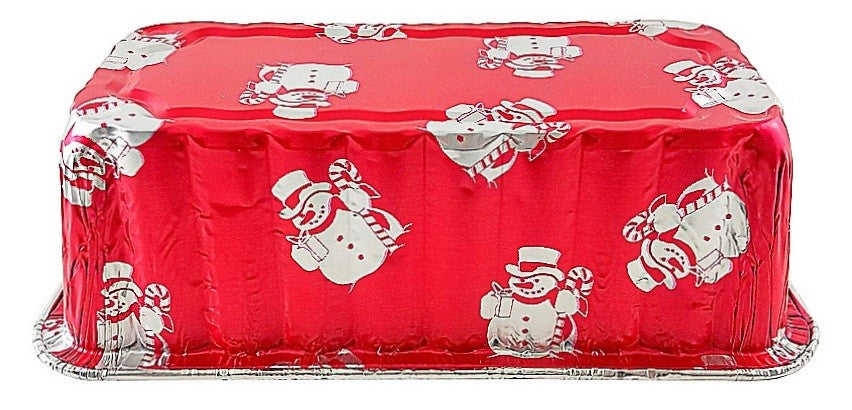 Handi-Foil 2 lb. Red Holiday Snowman Loaf Bread Pan w/Low Dome Lid 200/CS