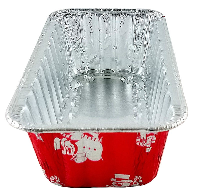 Handi-Foil 2 lb. Red Holiday Snowman Loaf Bread Pan With High Dome Lid 50/PK