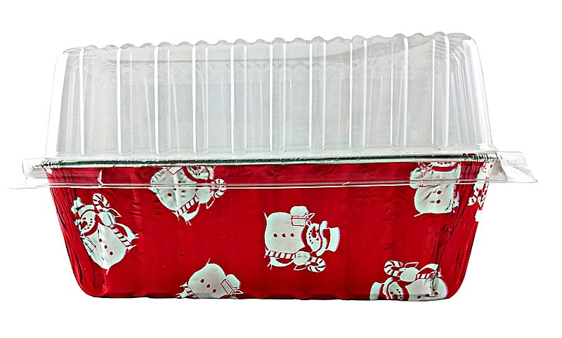 Handi-Foil 2 lb. Red Holiday Snowman Loaf Bread Pan w/High Dome Lid 200/CS