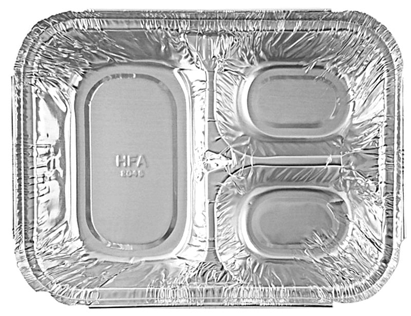 Aluminum Foil Tray 3 Compartment with lid 1ct