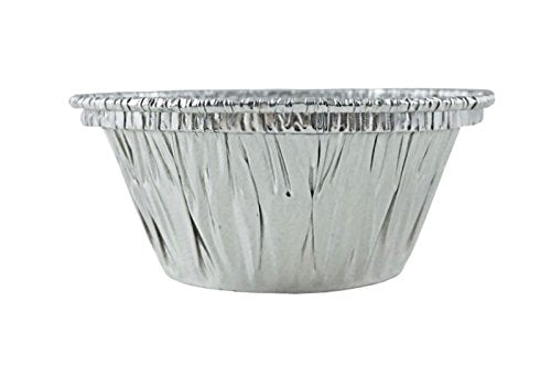 50- PACK Disposable Aluminum Foil Cups,4 oz. Aluminum Foil Disposable  Utility Full Curl / Muffin / Ramekin Cup