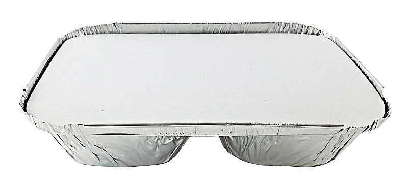 Durable Jumbo 3-Compartment Oblong TV Dinner Aluminum Foil Pan w/Lid 250/CS