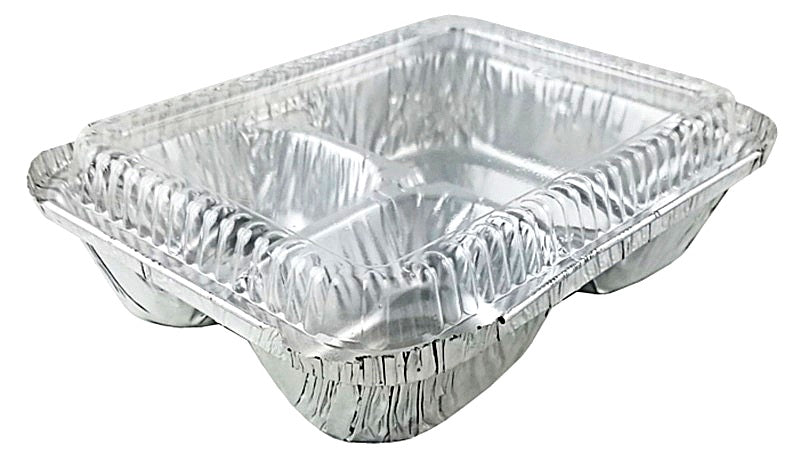 Handi-Foil 1 1/2 lb. Aluminum Foil Loaf Pan IVC w/Clear Dome Lid