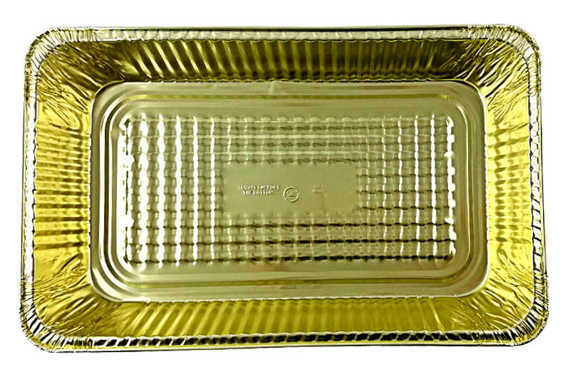 Handi-Foil 23 oz. Small Black and Gold Entrée Foil Pan w/Clear