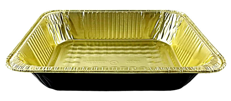Handi-Foil Half-Size Deep Black & Gold Steam Table Foil Pan 100/CS
