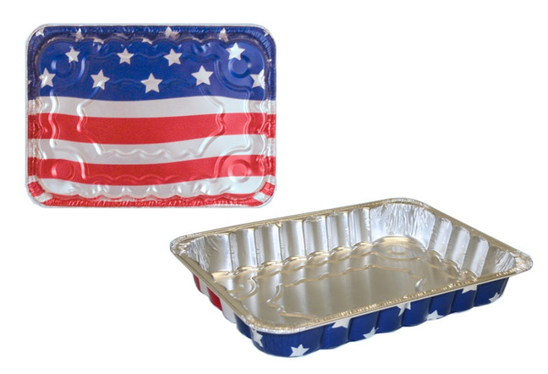 Handi-Foil 13" x 9" Oblong Cake Foil Cake American Flag Pan 100/CS