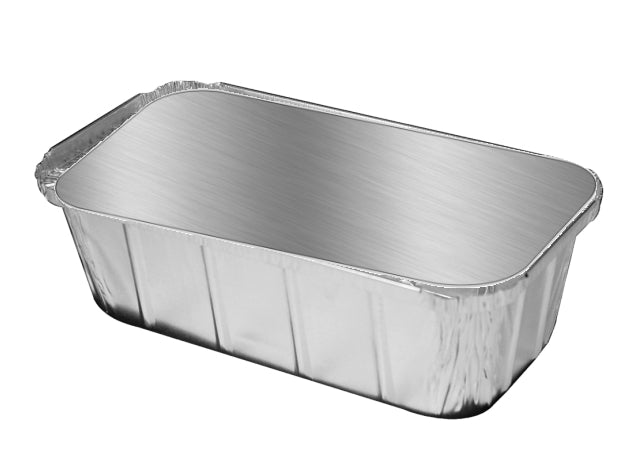 Stock Your Home Small Aluminum Pans Take Out Containers (50 Pack) 50 Foil Oblong Pans and 50 Cardboard Lids - 1 lb Tin Pans - Disposable Food Storage