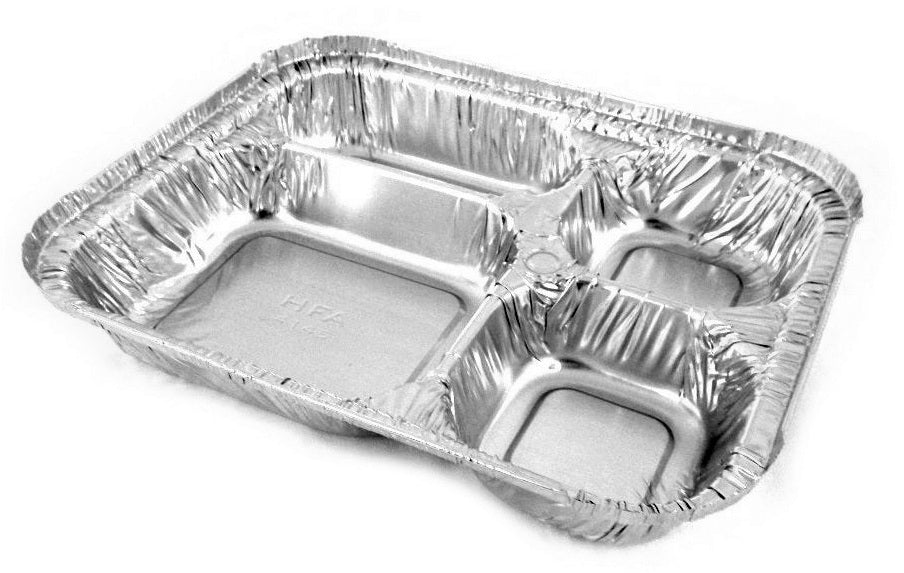 Handi-Foil 4 Compartment Oblong Take-Out Pan w/Board Lid Combo Pack 250/CS