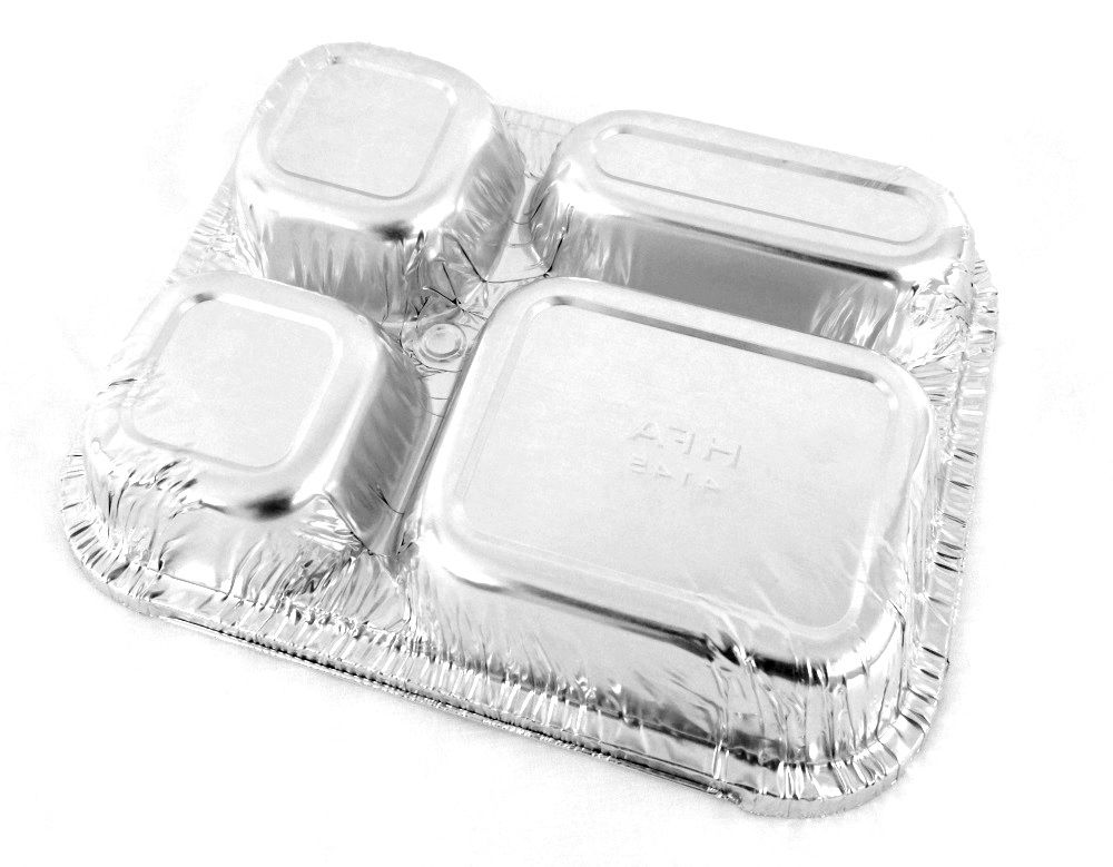Handi-Foil 4 Compartment Oblong Take-Out Pan w/Board Lid Combo Pack 250/CS