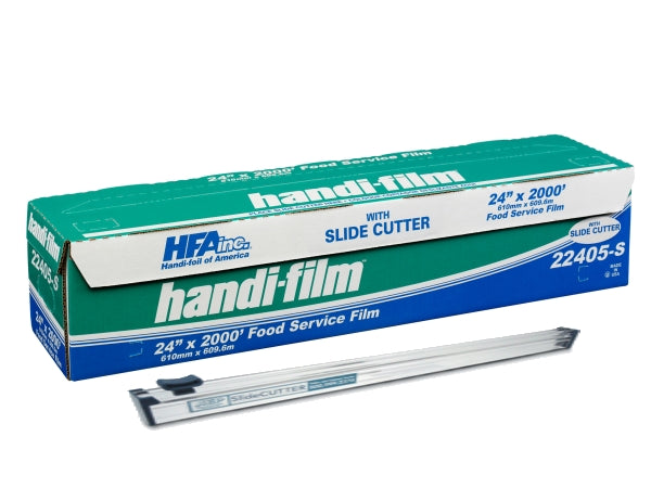 HFA Handi-Film 24" x 2000' Food Service Plastic Film Wrap w/Safety Slide Cutter