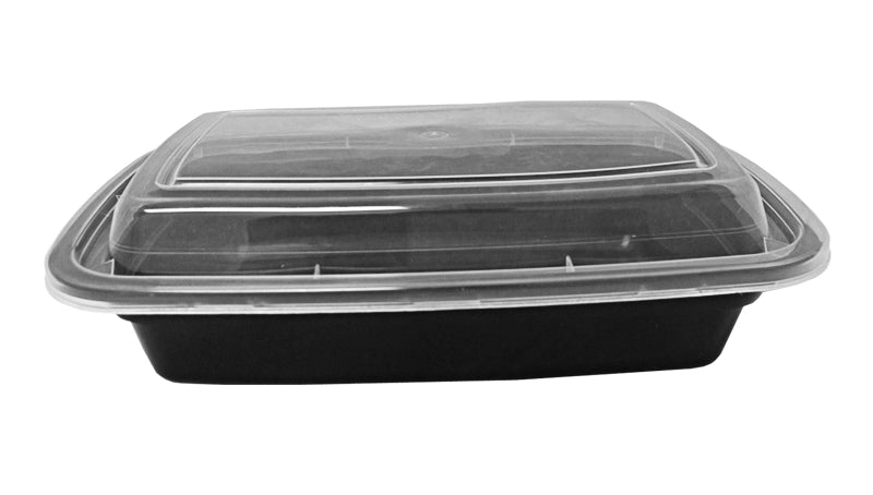 24 oz. Rectangular Black Container With Lid Combo 50/PK
