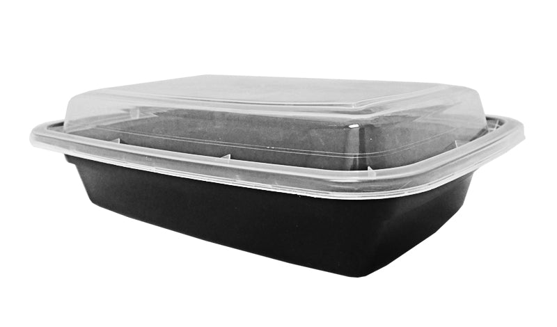 12 oz. Rectangular Black Container With Lid Combo 50/PK