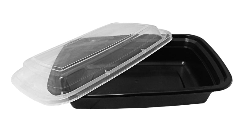 24 oz. Rectangular Black Container With Lid Combo 150/CS