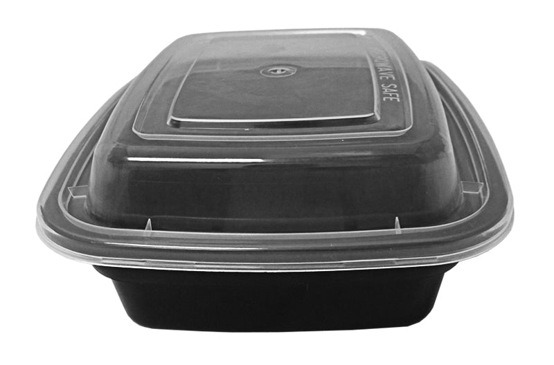 GEN Food Container with Lid, 48 oz, 8.85 x 8.85 x 2.24, Black/Clear, Plastic,  150/Carton