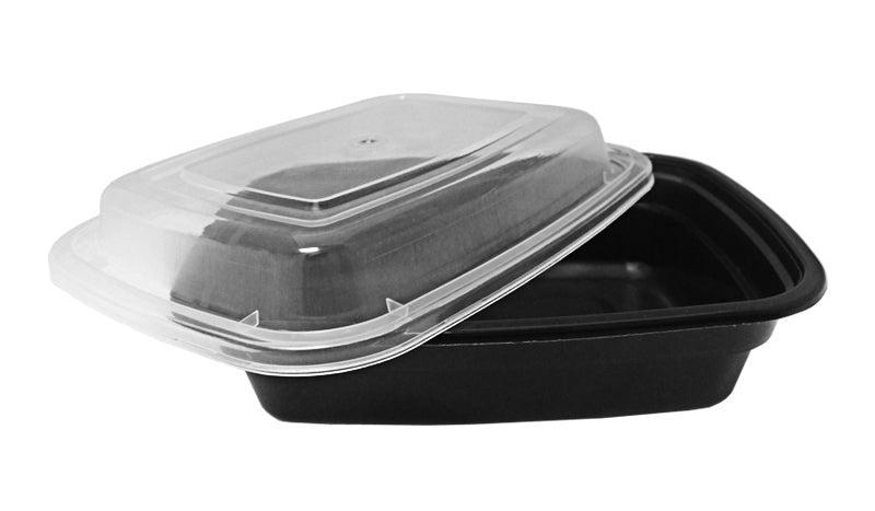 32 oz. Rectangular Black Containers and Lids, Case of 150 – CiboWares