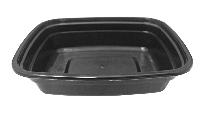 Rectangular Black Plastic Food Takeout Containers with Clear Lids – 6in x  4-1/2in x 1-1/2in – 12oz – 150 per case