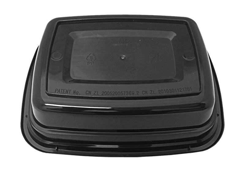 32 oz. Rectangular Black Containers and Lids, Case of 150