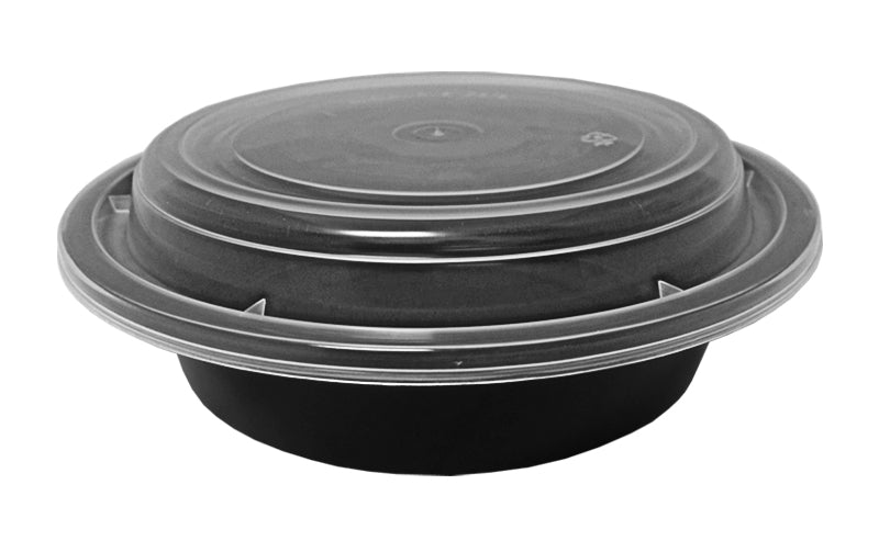 16 oz. Round Black 6 Container With Lid Combo 50/PK –