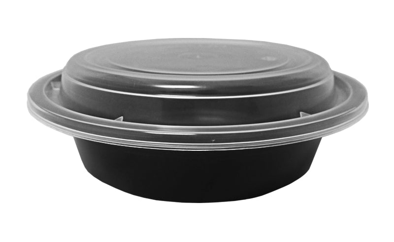 Container, To Go, Combo, LDPE, 33 Oz, Black, Rect, 3-Comp, 150