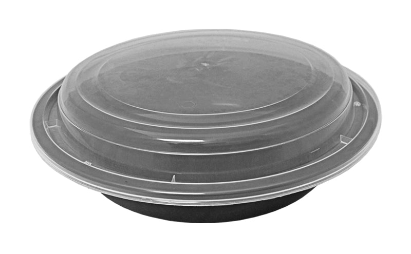 32 oz. Round Black 7 Container w/Lid Combo 150/CS