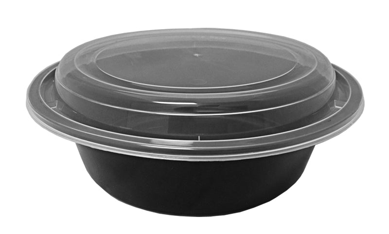 32 oz. Round Microwaveable Deli Container Combo Set (Clear) 48/PK