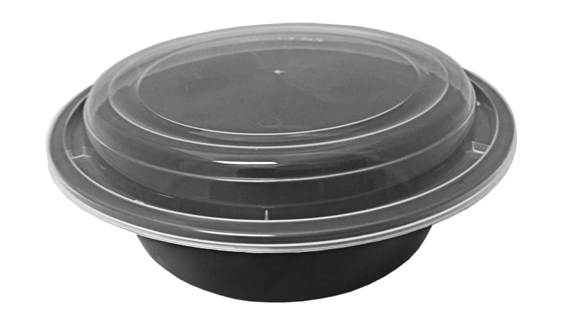 32 oz. Round Microwaveable Deli Container Combo Set (Clear) 48/PK –