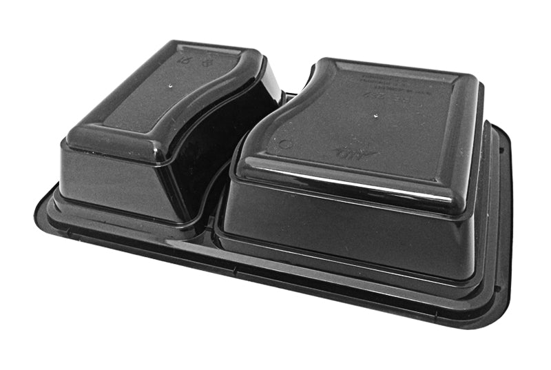 32 oz. Rectangular 2-Compartment Black Container w/Lid Combo 150/CS