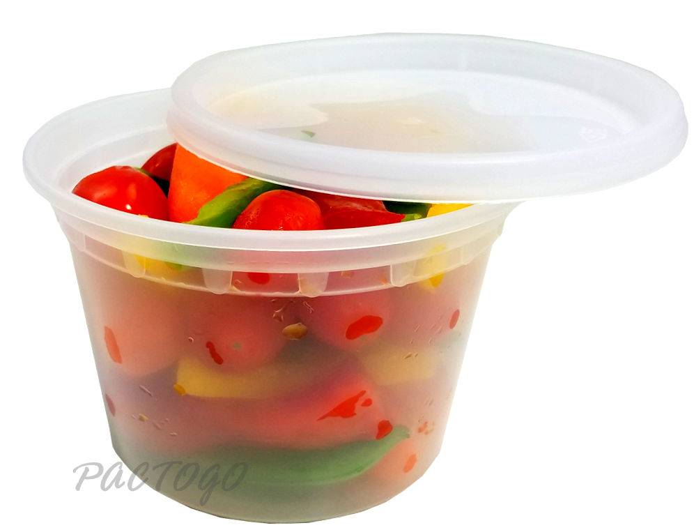 750 CASE Microwavable 16 Oz Clear Round Plastic Deli Food Storage Container  +Lid