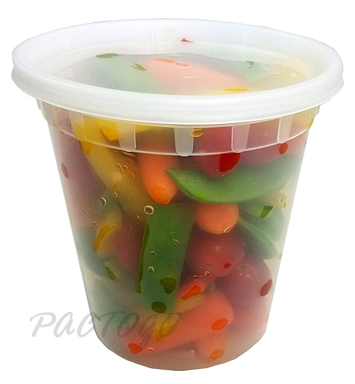 16 oz. Round Microwaveable Deli Container Combo Set (Clear) 48/PK –