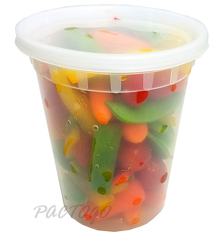 128 oz. Round Microwaveable Deli Container/Tub (Clear) w/Lid 15/PK