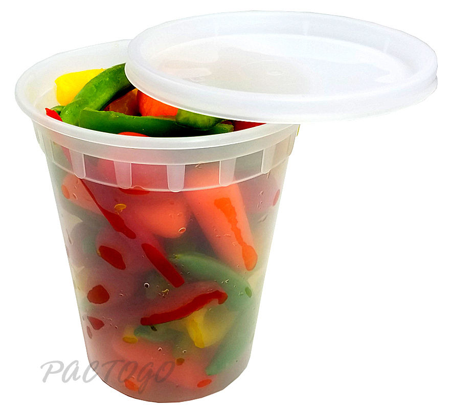 128 oz. Round Microwaveable Deli Container/Tub (Clear) w/Lid 15/PK