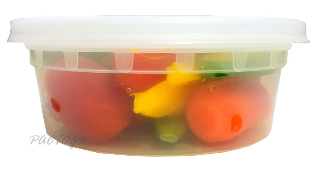 8 oz. Round Microwaveable Deli Container Combo Set (Clear) 48/PK –