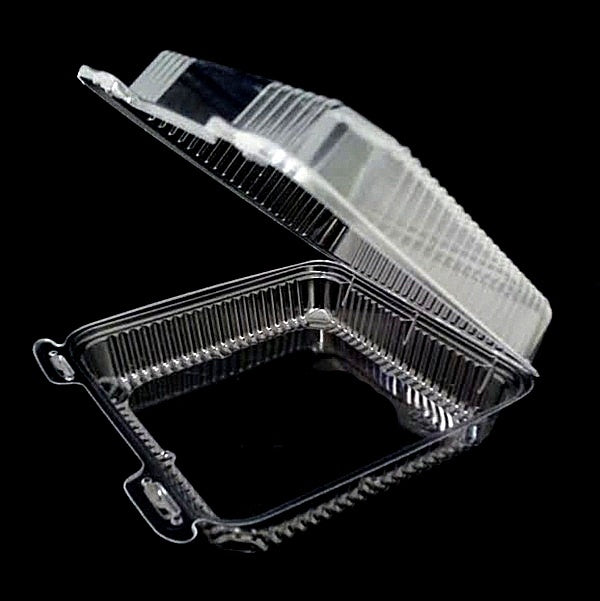 Choice 11 x 8 1/2 x 3 Microwaveable 1-Compartment Black / Clear Plastic  Hinged Container 