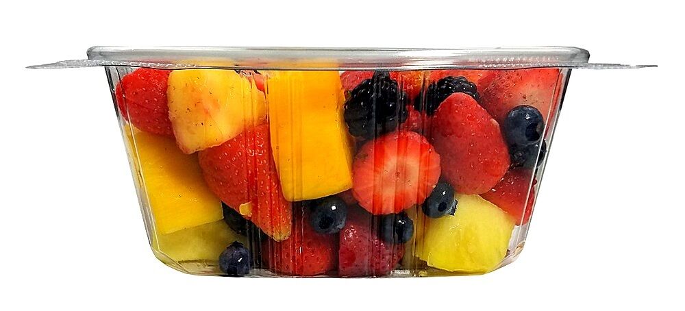 Choice 24 oz. Clear RPET Hinged Deli Container - 50/Pack