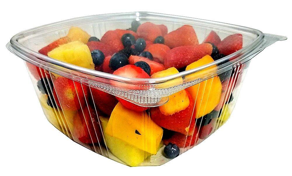 Choice 32 oz. Clear RPET Hinged Deli Container - 50/Pack