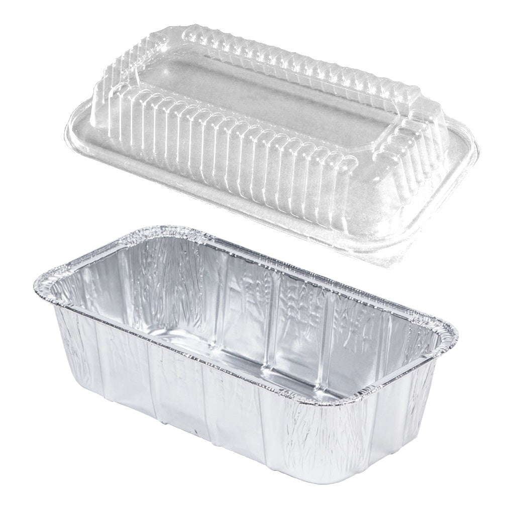 Durable 1 lb. Holiday Aluminum Foil Mini-Loaf Pan With High Dome Lid 50/PK